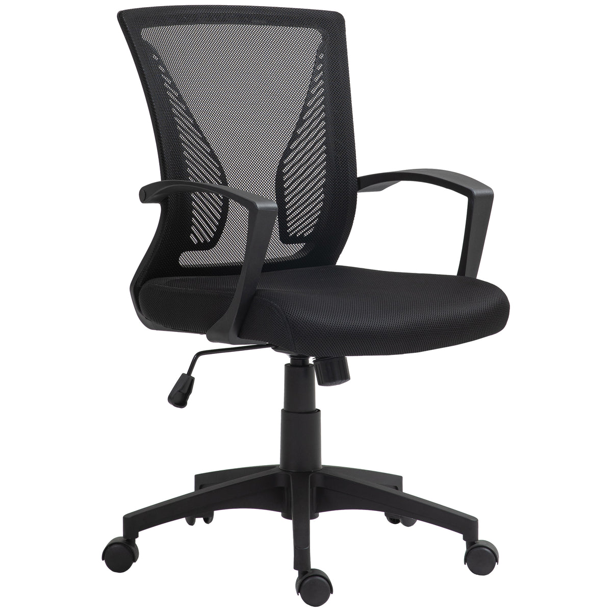 HOMCOM Bürostuhl mit Mesh-Rückenlehne, höhenverstellbar, bis 120 kg, Schwarz