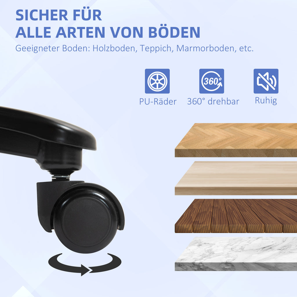 HOMCOM Großer hoher Bürostuhl, 200 kg Tragekapazität, robuste Konstruktion, weicher Bezug, Hellgrau