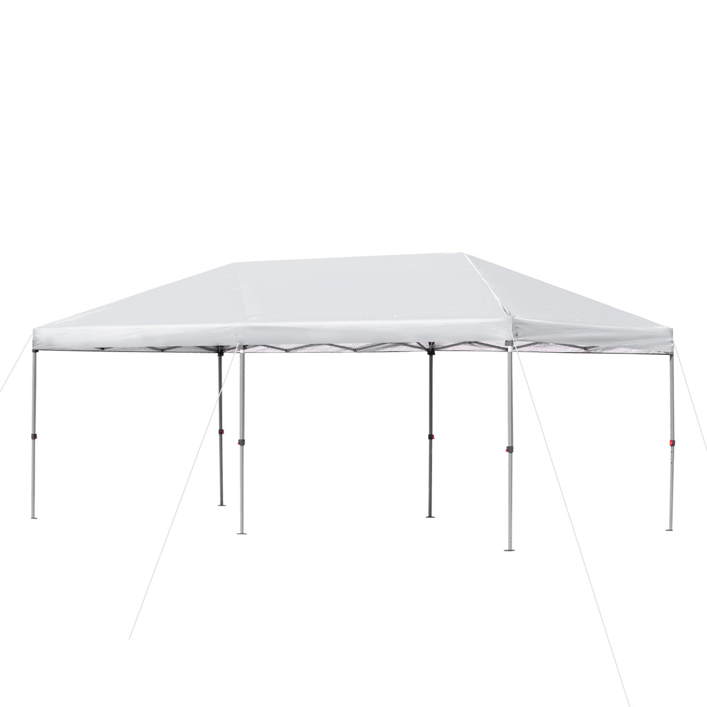 Outsunny Faltpavillon Gartenpavillon Pop-Up-Pavillion Stahl+Oxford+Mesh mit Tasche im Freien Cremeweiß 5,9 x 2,95 x 2,5 m