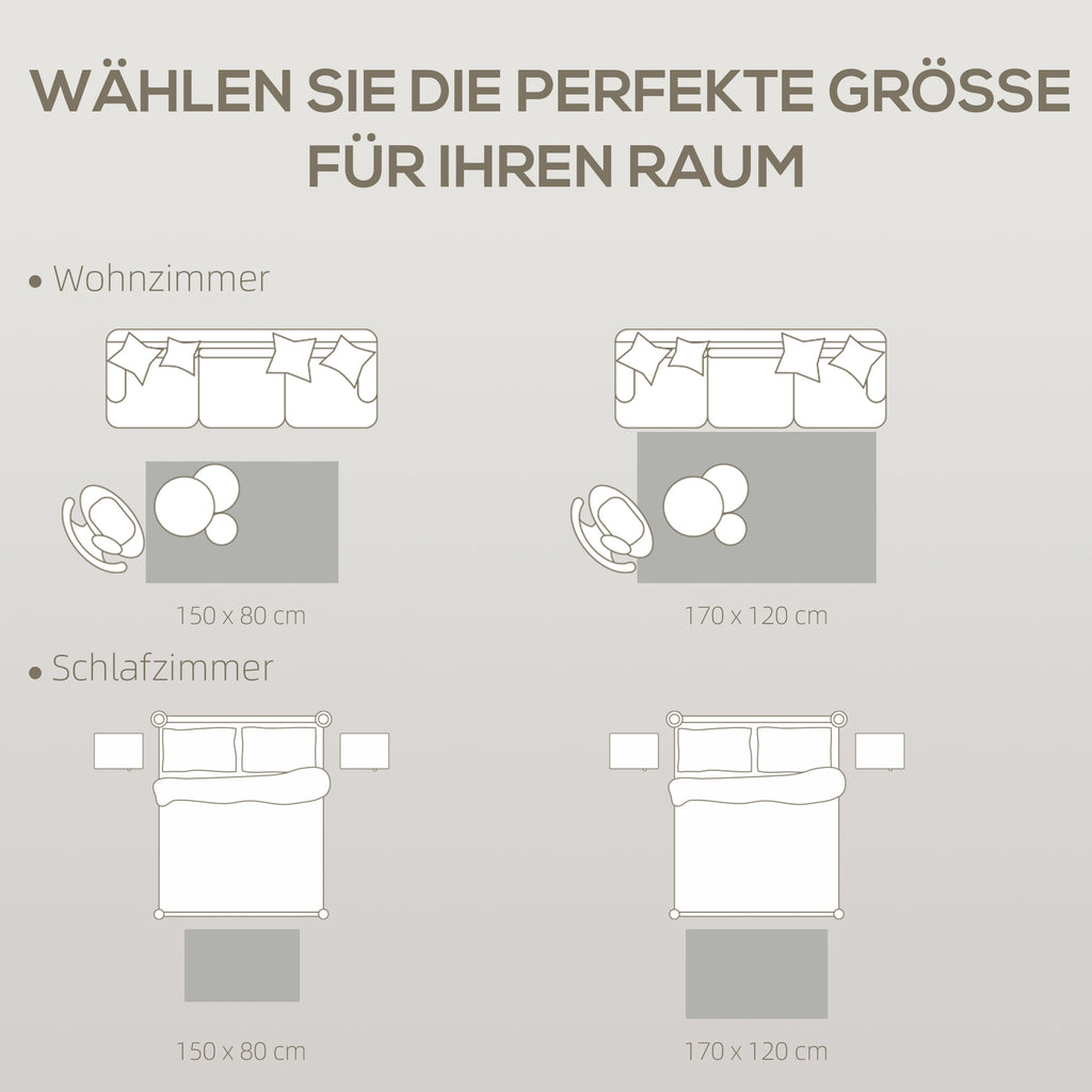 HOMCOM Teppich Wohnzimmerteppich im Modern Stil, waschbar Flächenteppich 150 x 80 cm Dunkelgrau