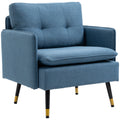HOMCOM Akzentsessel mit Knopfheftung, Polstersessel, abnehmbare Polster, Schwarz + Gold + Blau
