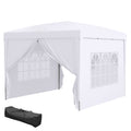 Outsunny 3 x 3 m Pavillon mit 4 Seitenwänden, Fenster, Festzelt mit UV-Schutz, Gartenzelt inkl. Tragetasche, Stahl, Weiß