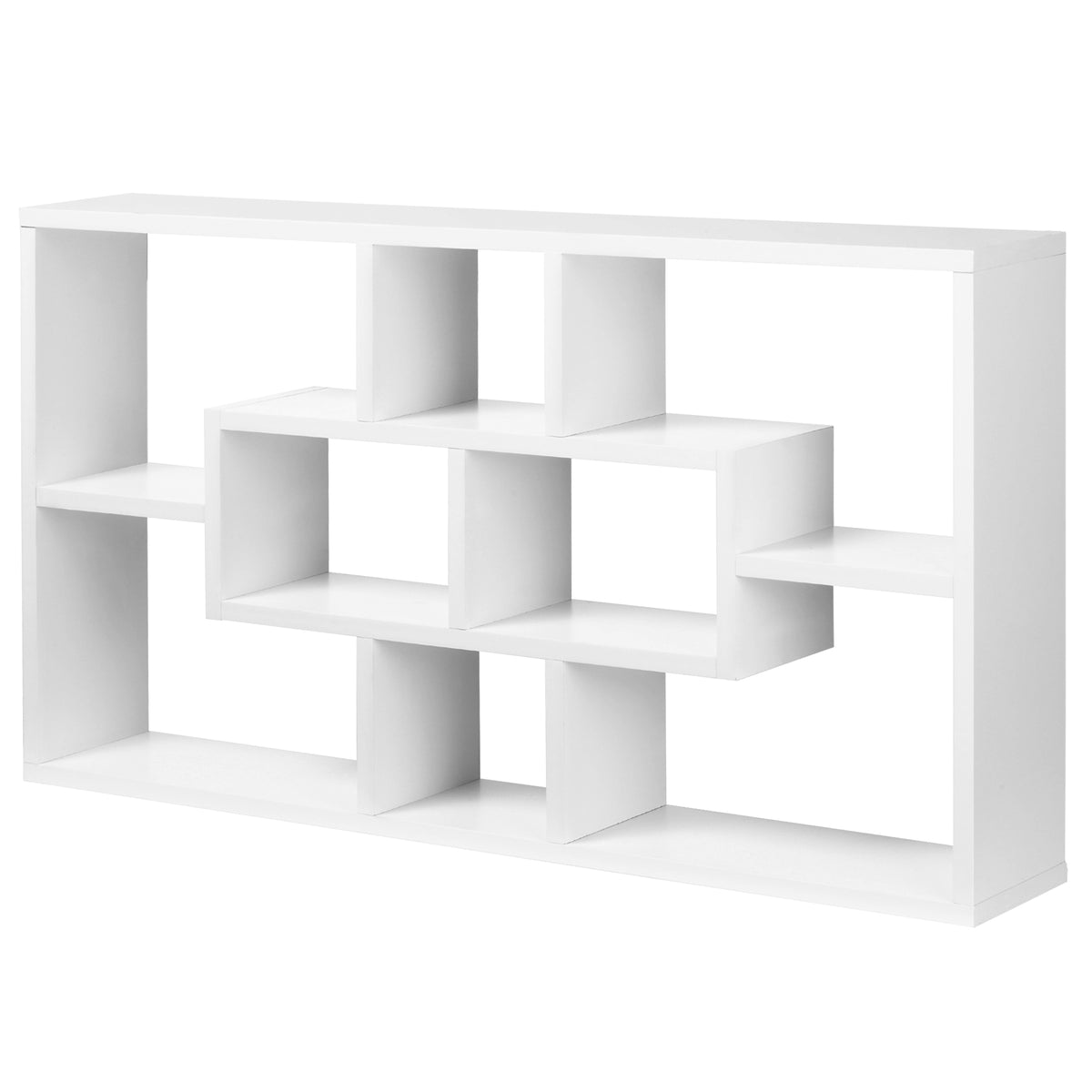 HOMCOM Wandregal Hängeregal Schweberegal Regal Bücherregal Wandboard Organizer Lowboard Holz Weiß 85 x 14,5 x 47,5 cm