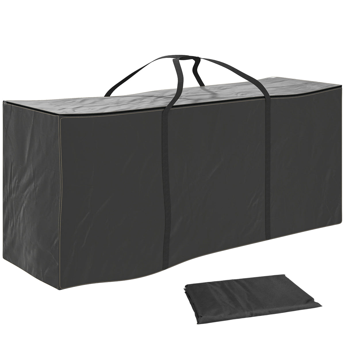 Outsunny Aufbewahrungstasche für Gartensitzkissen, Outdoor-Kissenhülle aus Oxford mit Griffen 175 x 55 x 75 cm Schwarz