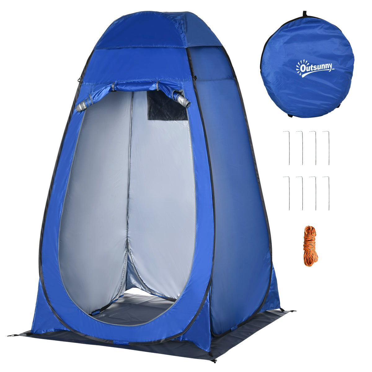 Outsunny Pop up Duschzelt Toilettenzelt Camping Umkleidezelt mit Tragetasche Mobile Outdoor Toilette Umkleidekabine Lagerzelt Dunkelblau 126 x 124 x 189 cm