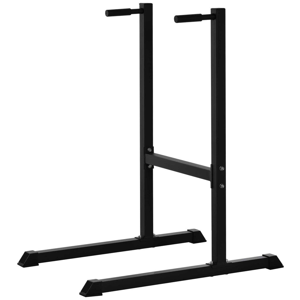 HOMCOM Dipstation Dipständer Dip Dipper Stangen Ständer Bauchtrainer Rückentrainer Stahl bis 120 kg belastbar Fitnessgerät für Zuhause Krafttraining Schwarz