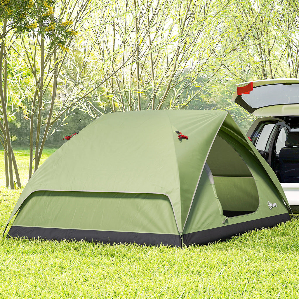 Outsunny Campingzelt für 3 Personen Wasserdicht mit Taschen, Lampenhaken und Tragetasche, Grün