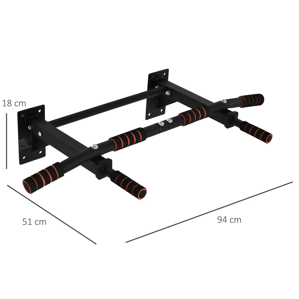 HOMCOM Klimmzugstange Fitnessstange aus Stahl maximale Belastung 120 kg Wandmontage 94 x 51 x 18 cm schwarz