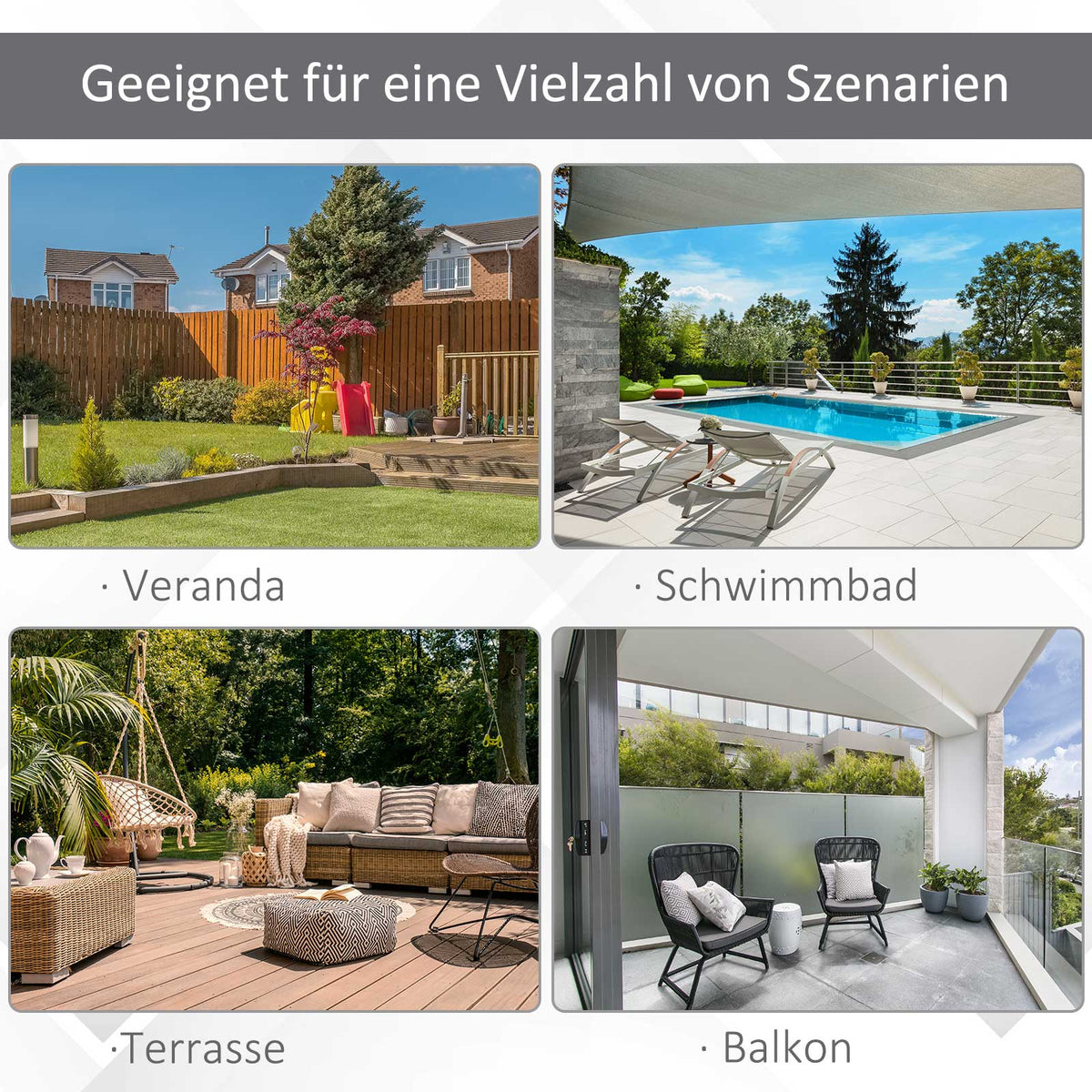Outsunny Doppelsonnenschirm Ampelschirm Doppelschirm mit Kurbel Verstellbarer Gartenschirm Sonnenschutz Metall Cremeweiß 440 x 270 x 250 cm
