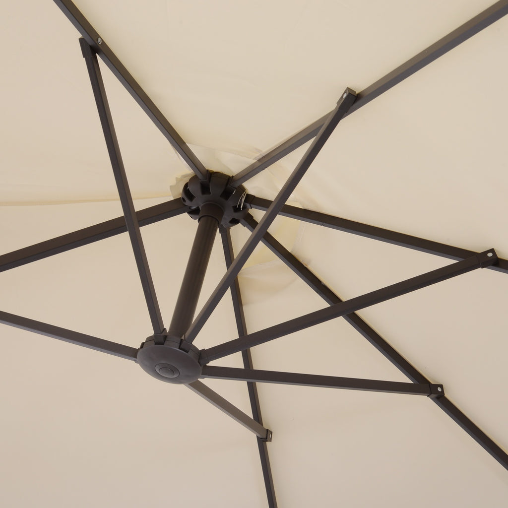 Outsunny XXL Sonnenschirm mit Handkurbel wetterbeständig 455 cm x 270 cm x 240 cm Stahl Polyester Beige
