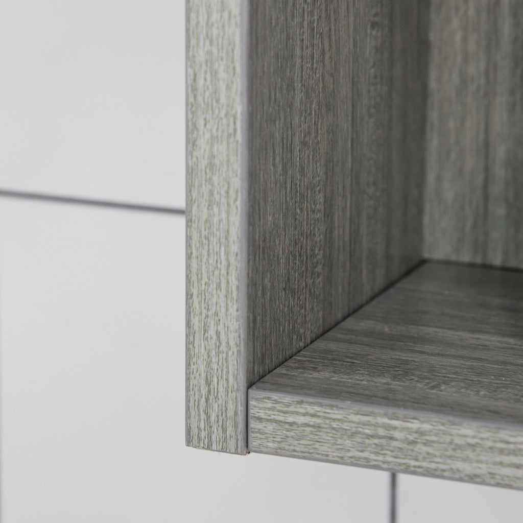 kleankin Badezimmerschrank mit Spiegel, Toilettenregal 3 Spiegeltüren, verstellbare Regale, 90x15x75cm, grau