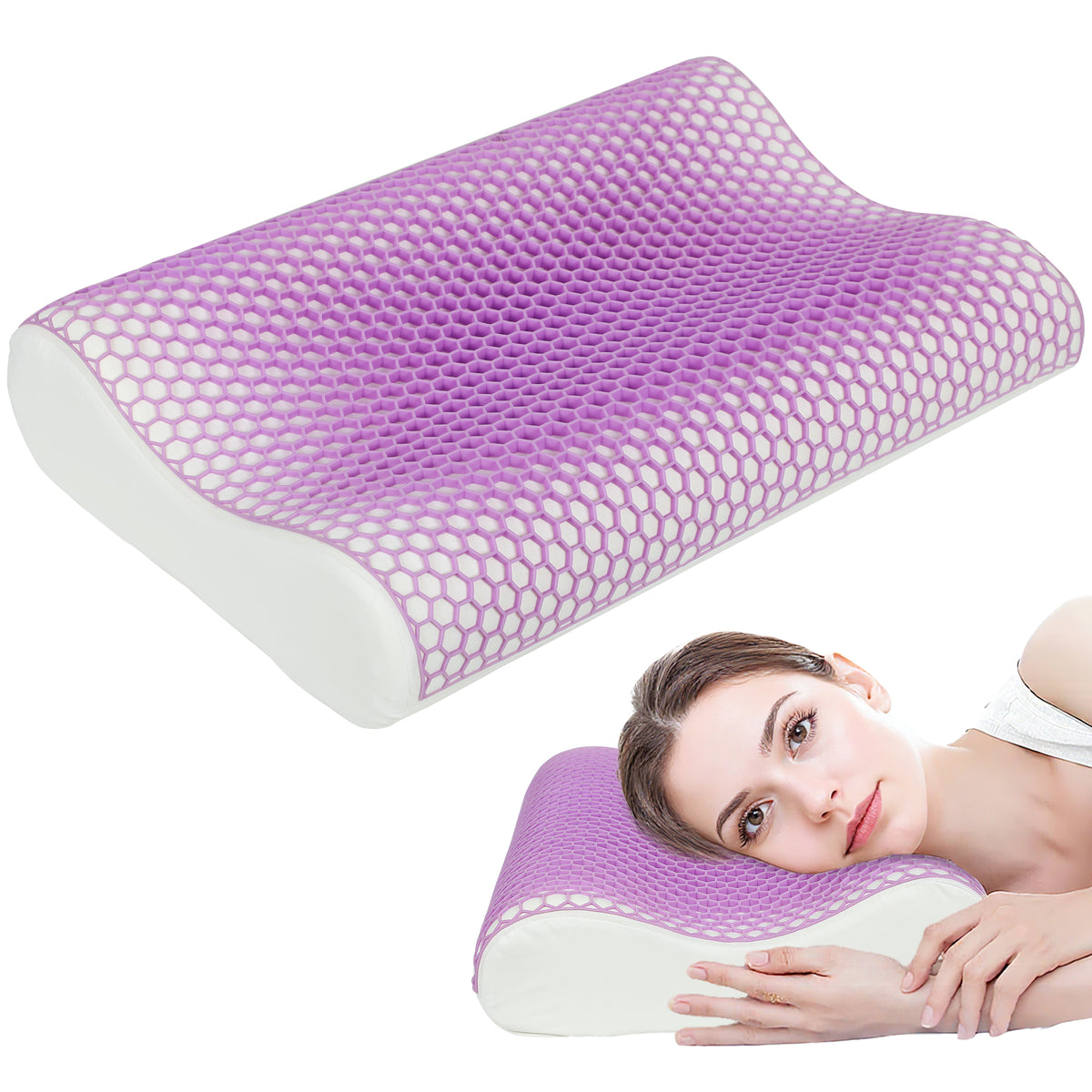 HOMCOM Memory Schaum Kissen Kopfkissen, Nackenstützkissen mit abnehmbarem Bezug, 2 Höhe  Ergonomische, 2S schnell reagierend