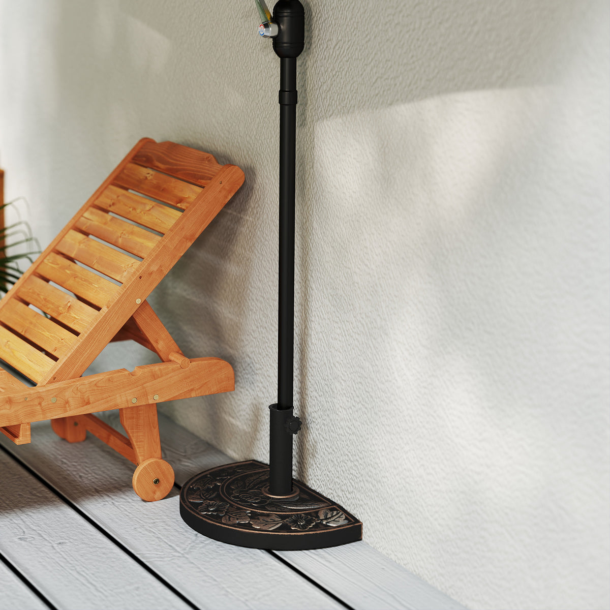 Outsunny Sonnenschirmständer aus Edelstahl Schirmständer mit Griffe, halbrund Schirmhalter, Schirmgewichtfür Sonnenschirm Ø3,8-Ø4,8 cm, für Balkon, Terasse, Garten, Bronze