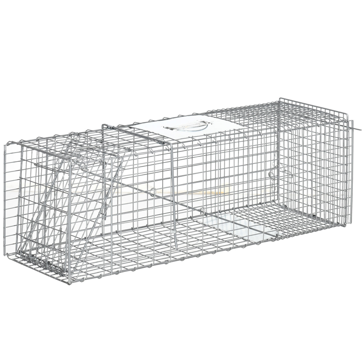Outsunny Käfigfalle für Ratten, Mäuse und Nutrias, klappbar aus Stahl, 93x31x34,5 cm, Silber