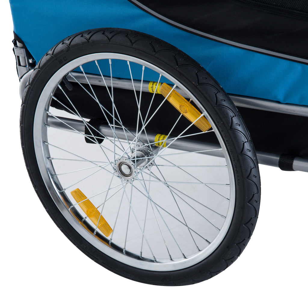 PawHut Fahrradanhänger bis 20kg Universalkupplung Sicherheitsanker Reflektor Stahl Blau+Schwarz