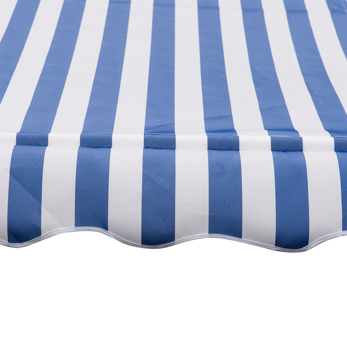 Outsunny Klemmmarkise mit Handkurbel höhenverstellbar Gelenkarmmarkise schmutzabweisend, witterungsbeständig Balkonmarkise 150cm breit Terrassenmarkise für Terrasse Balkon Veranda Blau+Weiß