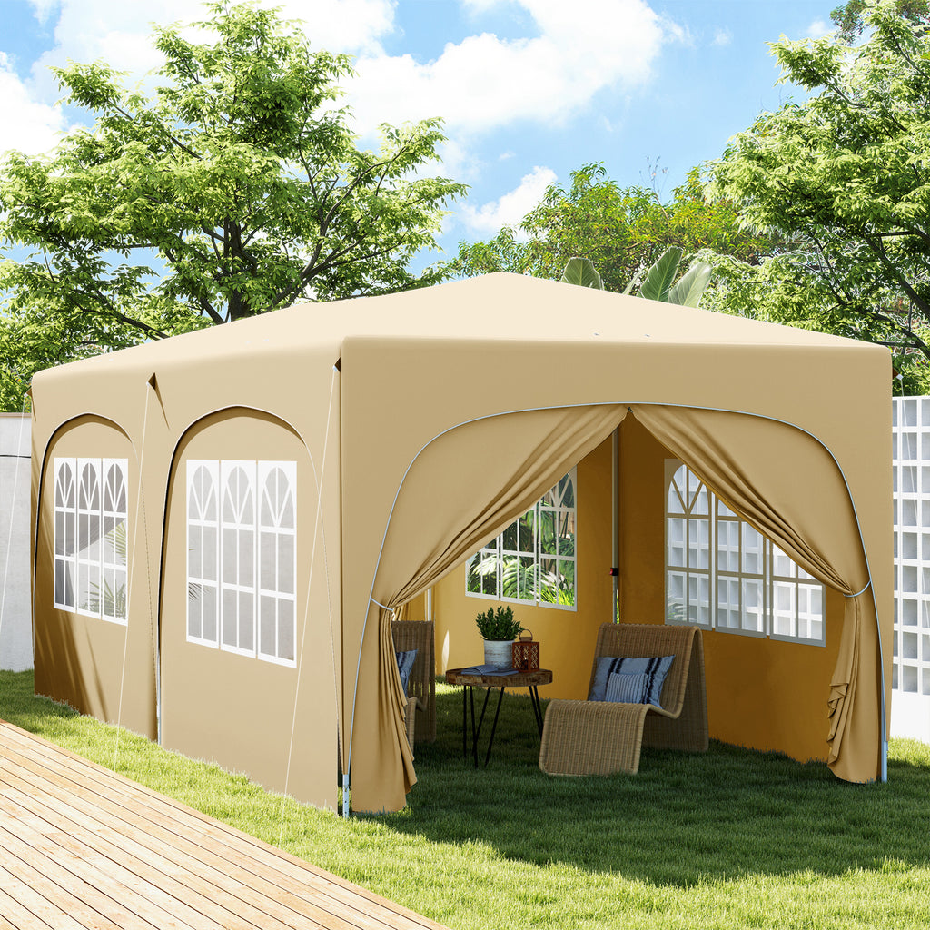 Outsunny 3 x 6 m Pop-up Pavillon mit Seitenwänden, UPF50+ höhenverstellbares Gartenzelt mit Tragetasche und Sandsäcken