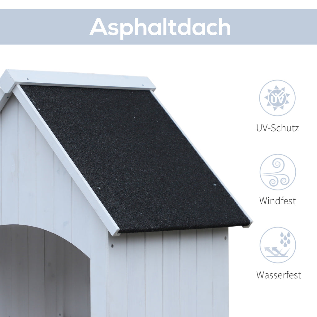Outsunny Gartenschrank Holz  Gerätehaus Gartenhaus Geräteschuppen Geräteschrank Holzhütte Giebeldach Bitumenpappe Weiß 77,5 x 54,2 x 179,5 cm