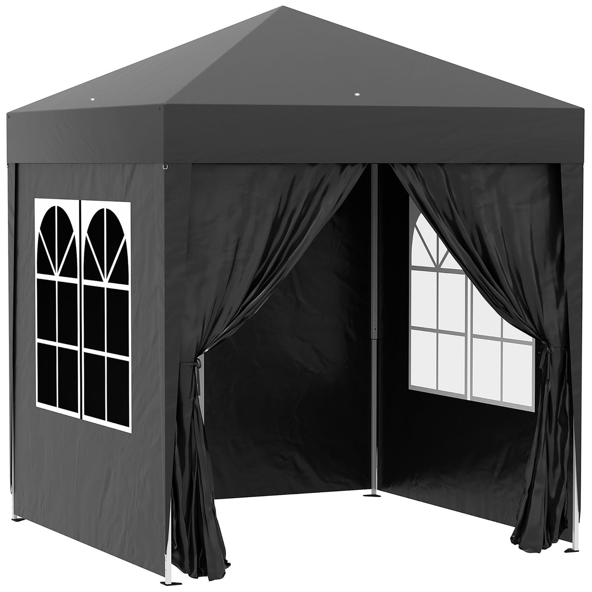 Outsunny Faltpavillon, Bierzelt, 4 abnehmbare Seitenwände, 2 Fenster, Metallrahmen, 2 x 2m, Schwarz