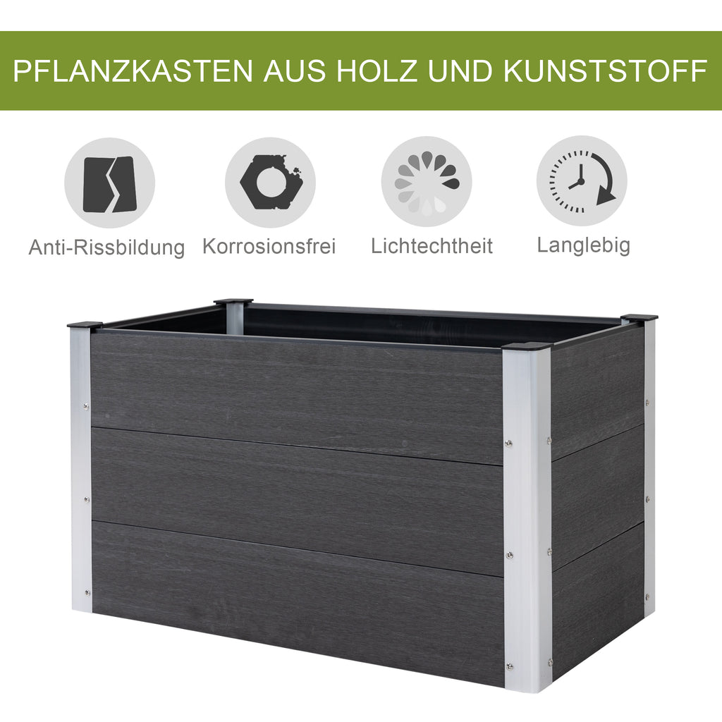 Outsunny Hochbeet Aluminium, Pflanzbeet Frühbeet Gartenbeet Blumenkasten wetterfest, ohne Boden, Pflanzkasten 100x50x55,5cm für Terrasse, Balkon, Blumenkasten für Blumen, Pflanzen, Grau