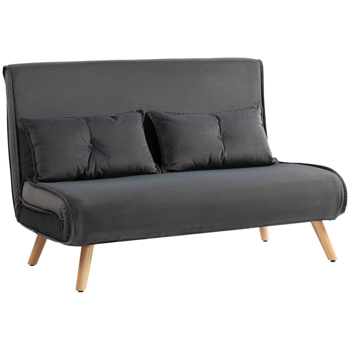 HOMCOM 2-Sitzer-Schlafsofa, Bettsofa, in Bett umwandelbare Couch, verstellbare Rückenlehne, Stoffbezug, Metallrahmen, Grau