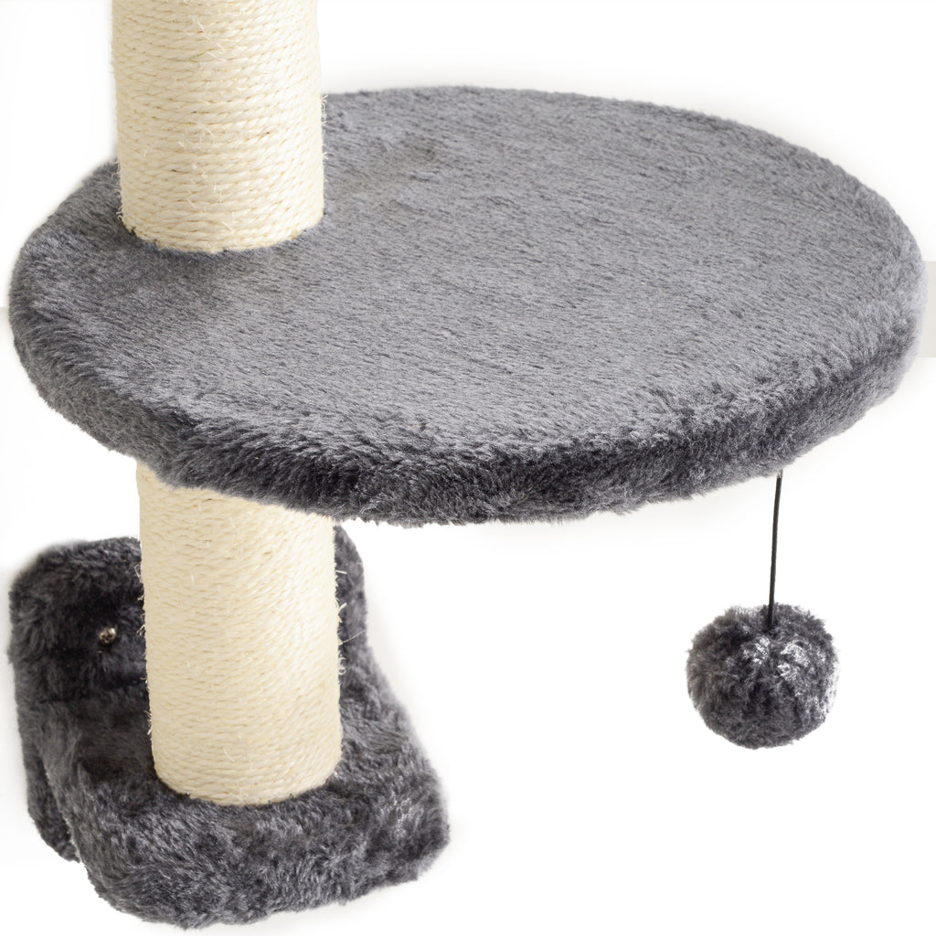 PawHut Kletterwand Katzen 4-teilig Katzen Kletterwand Set mit Hängematte, Katzenbrücke bis zu 5 kg, Dunkelgrau