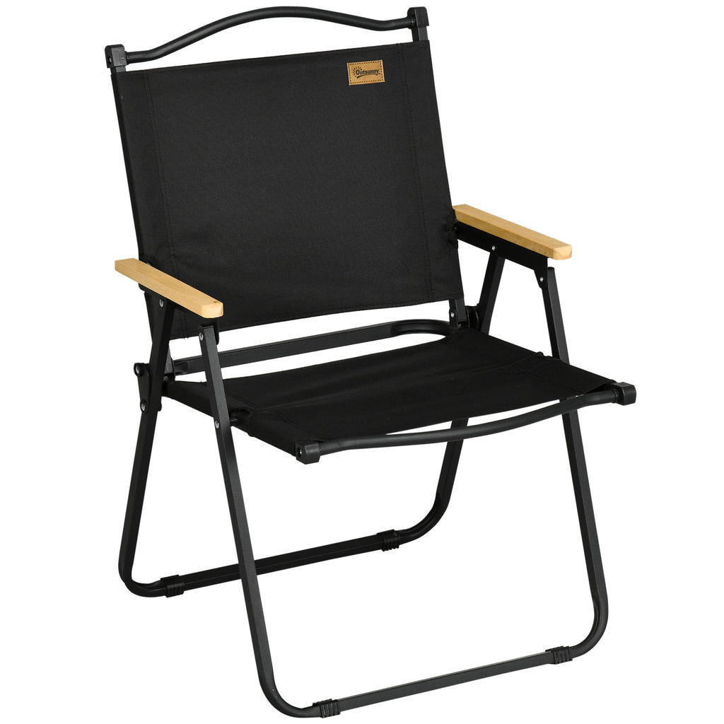 Outsunny Campingstuhl Faltbarer Angelstuhl mit armlehnen Oxford-Stoff und Stahlkonstruktion 54 x 59 x 78 cm schwarz