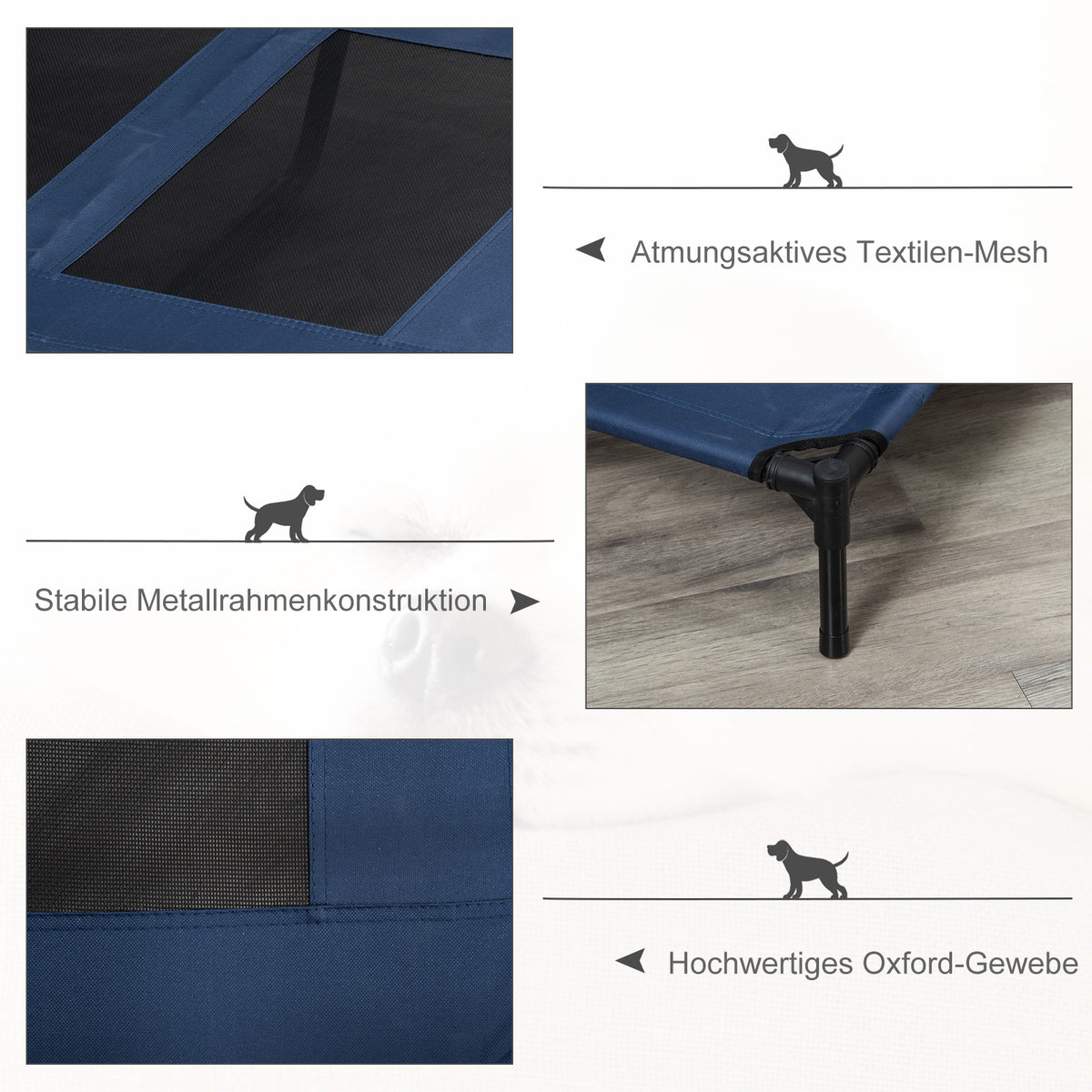PawHut Hundeliege, Outdoor Hundesofa, Haustierbett, Schlafplatz, Katzenbett, Hundebett, 92 x 76 x 18 cm, Schwarz+Blau