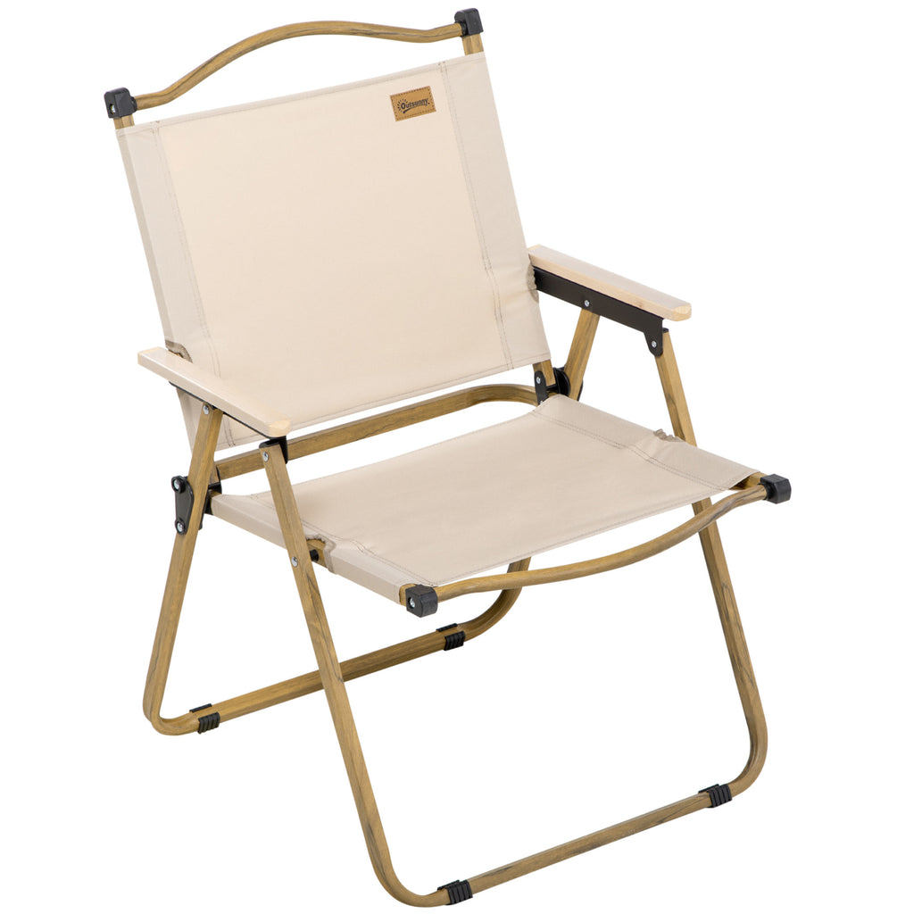 Outsunny Campingstuhl Faltbarer Anglerstuhl mit Armlehnen Oxford-Gewebe und Stahlkonstruktion 54 x 59 x 78 cm Khaki