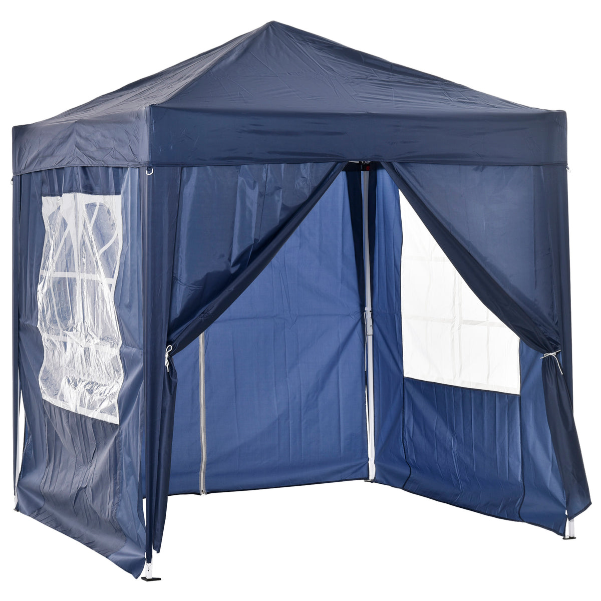 Outsunny Faltpavillon, Bierzelt, 4 abnehmbare Seitenwände, 2 Fenster, Metallrahmen, 2 x 2m, Blau