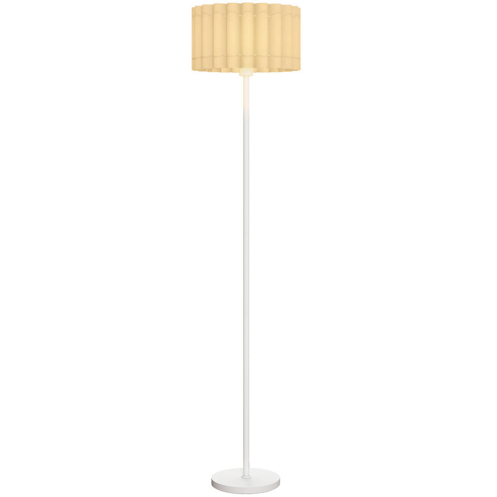 HOMCOM Stehlampe im Retro-Stil, Kunststoff-Lampenschirm, Fußschalter, Metallstab, Weiß