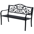 Outsunny 2-Sitzer Gartenbank Parkbank mit ausziehbarem Tisch Sitzbank Bank 240kg belastbar Terrassenbank mit Rücken- & Armlehnen Gartenmöbel für Terrasse, Garten Außenbereich 150x58,5x90 cm Schwarz