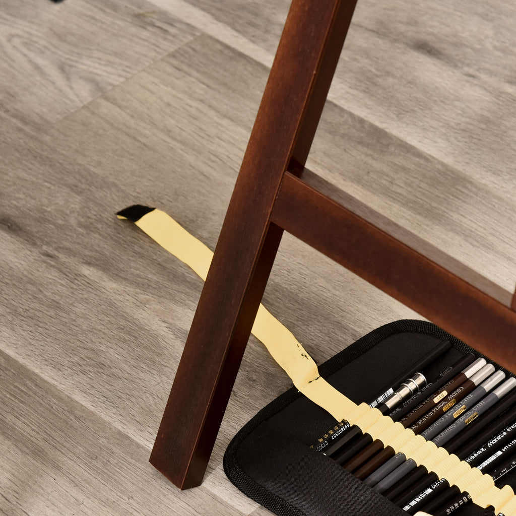 HOMCOM Kiefernholz-Atelierstaffelei höhenverstellbar 51,5L x 71,5B x 134,5H cm Neigungswinkel bis 90°