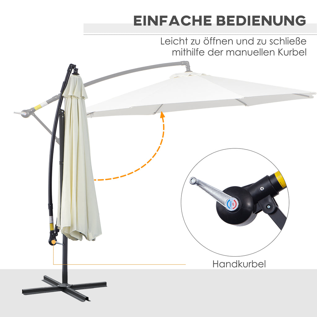 Outsunny Sonnenschirm mit Kurbel Wetterbeständig 3 m x 3 m x 2,5 m Stahl Polyester