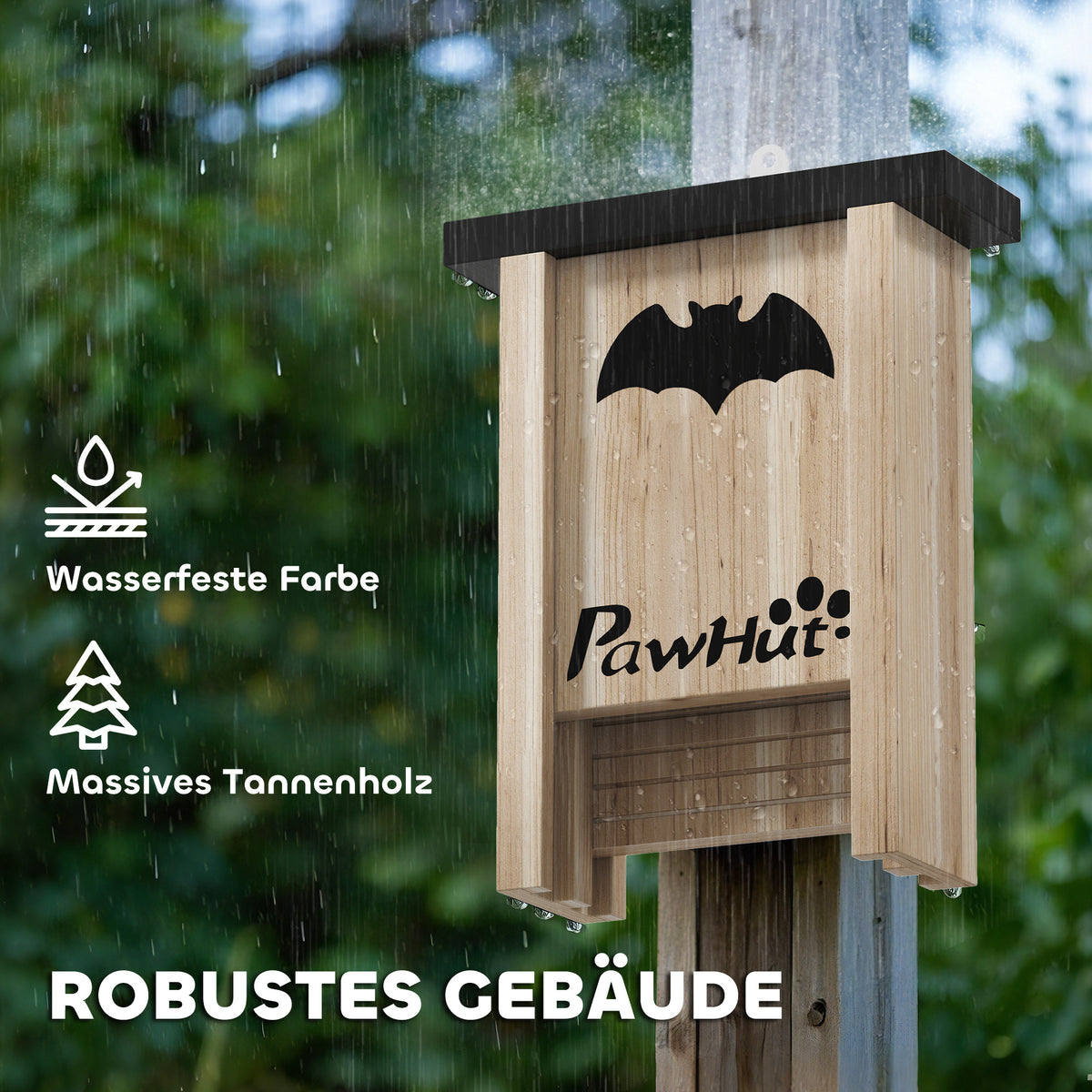 PawHut 3er-Set Fledermauskasten, Fledermaushäuser für Gärten, Obstplantagen, Bauernhöfe, leichtes Aufhängen, 18 x 6 x 22,5 cm