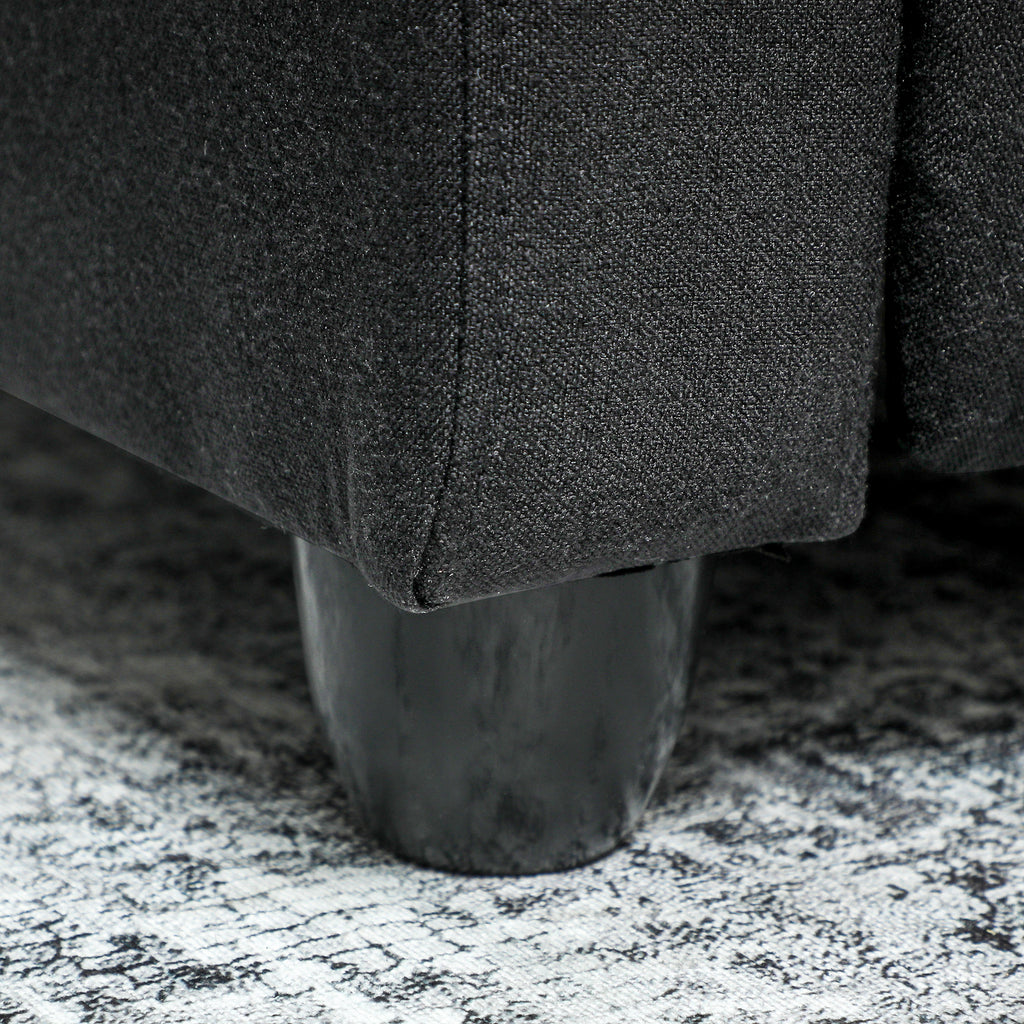 HOMCOM Relaxsessel, verstellbar 135°, ausziehbare Fußstütze, gepolsterte Lehnen, Leinen-Polyester, Schwarz