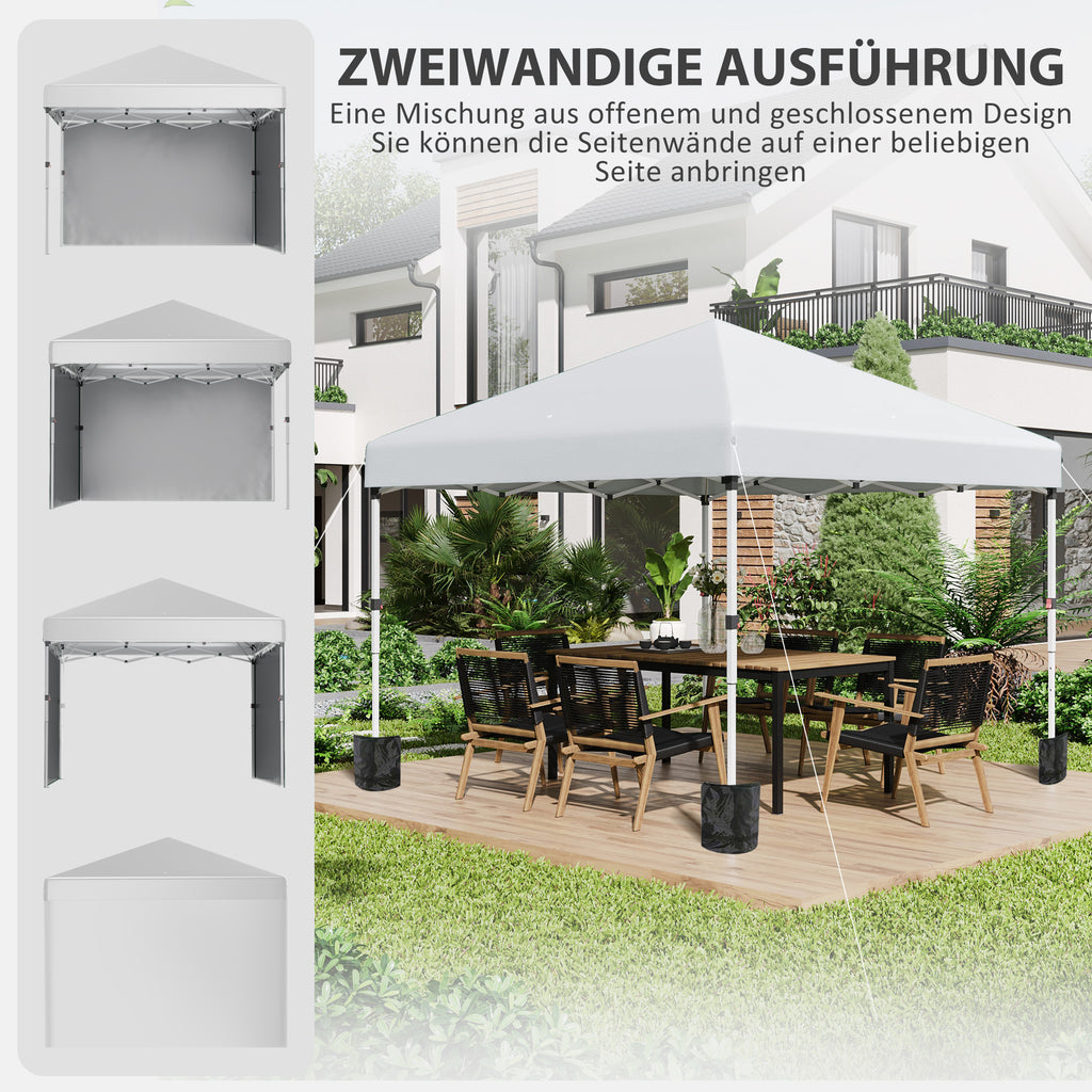 Outsunny Faltpavillon, zwei Seitenwände, Tragetasche, Stahlrahmen, hellgrau, 3 x 3 x 2,7 m