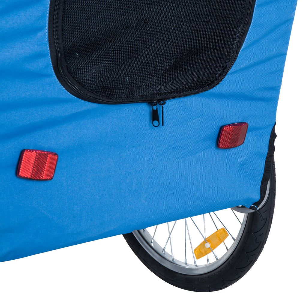 PawHut Fahrradanhänger bis 20kg Universalkupplung Sicherheitsanker Reflektor Stahl Blau+Schwarz