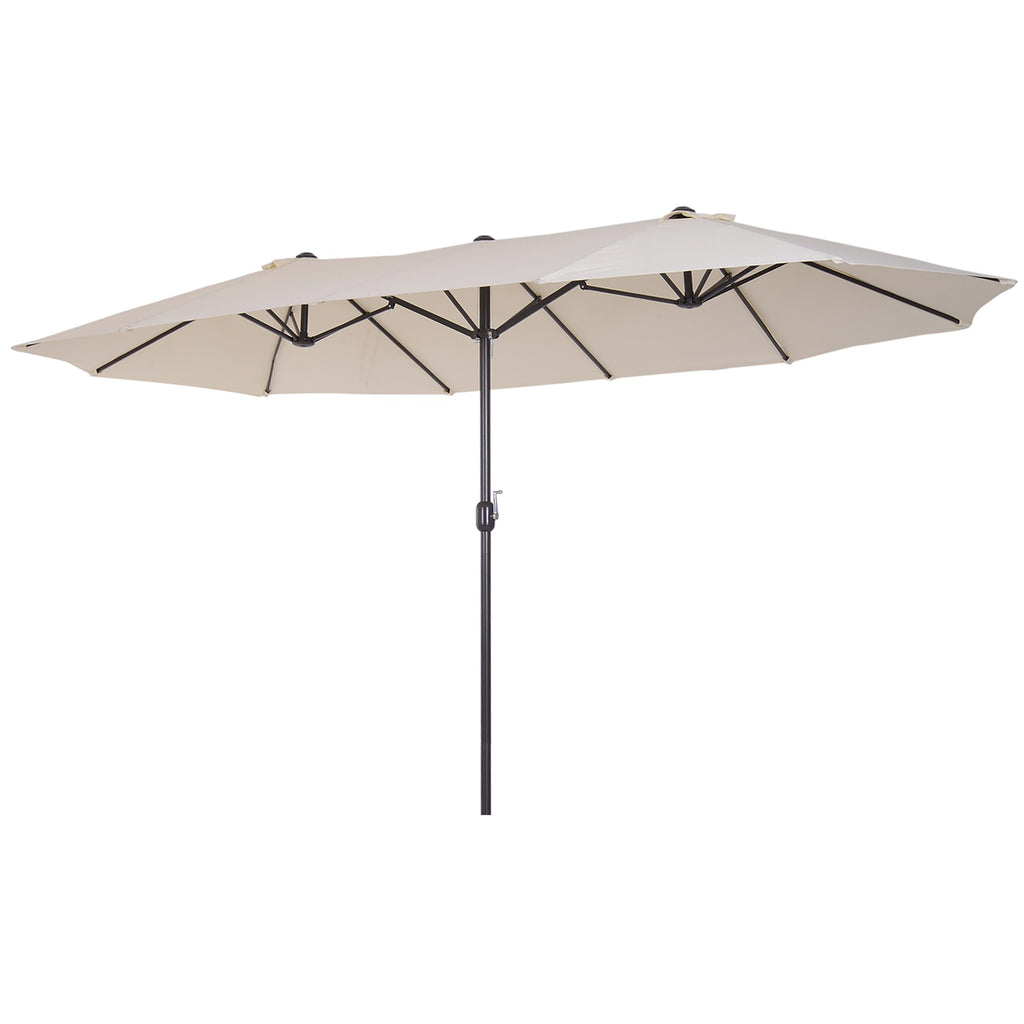 Outsunny XXL Sonnenschirm mit Handkurbel wetterbeständig 455 cm x 270 cm x 240 cm Stahl Polyester Beige