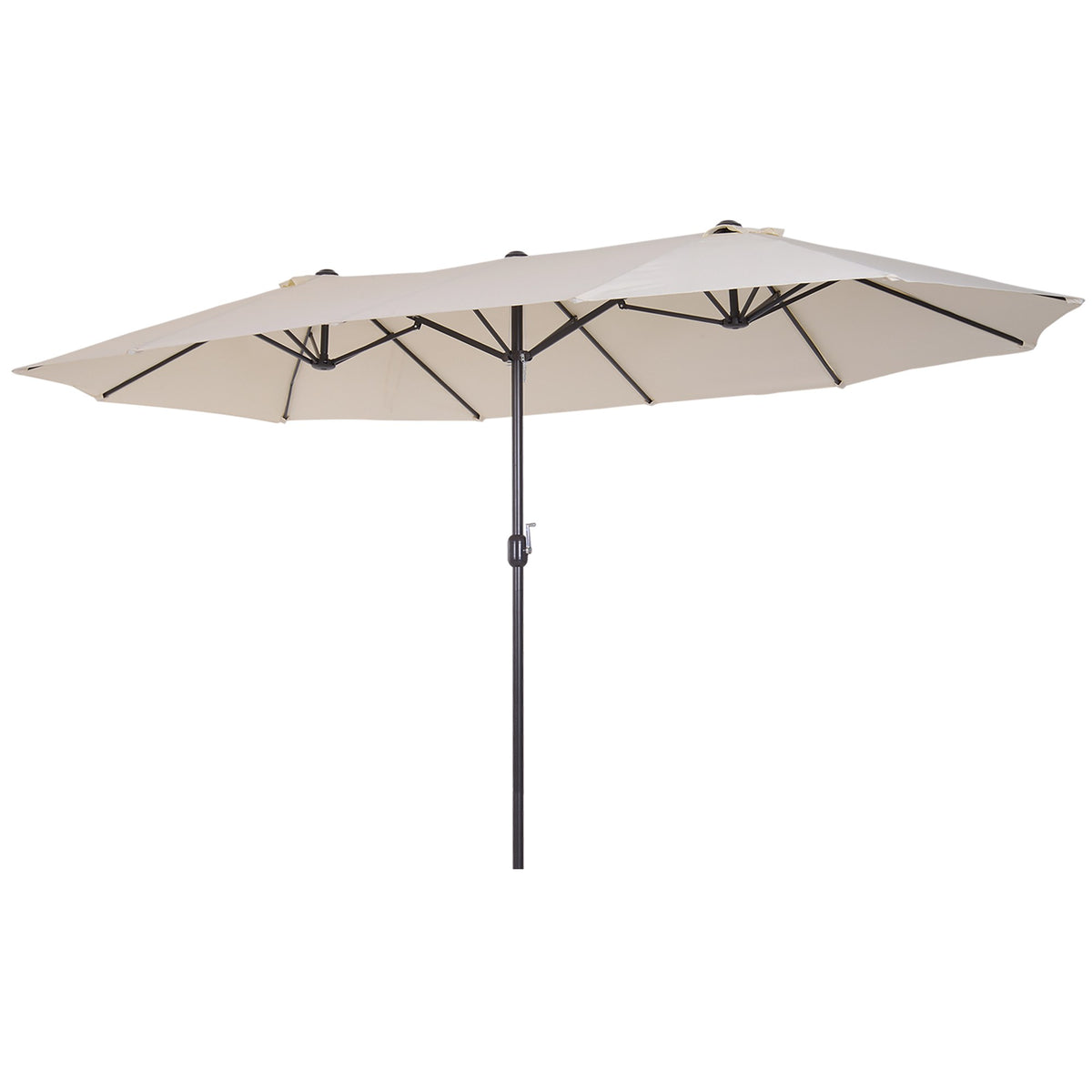 Outsunny XXL Sonnenschirm mit Handkurbel wetterbeständig 455 cm x 270 cm x 240 cm Stahl Polyester Beige