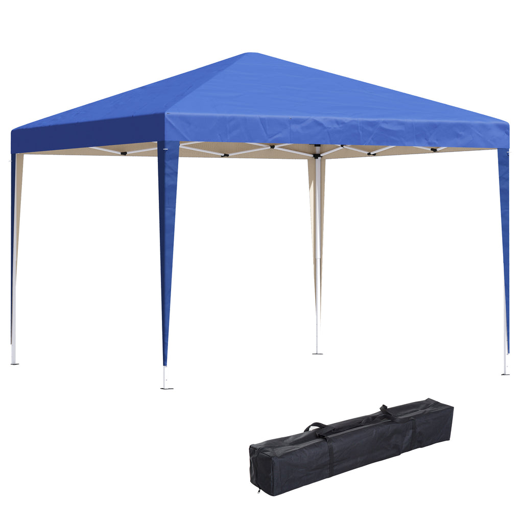 Outsunny Pavillon, 2,95 x 2,95 m Pop-Up-Faltpavillon, Gartenpavillon, Partyzelt, UV-Schutz, Stahl+Oxfordstoff, Blau