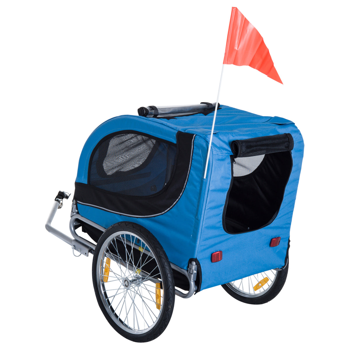 PawHut Fahrradanhänger bis 20kg Universalkupplung Sicherheitsanker Reflektor Stahl Blau+Schwarz