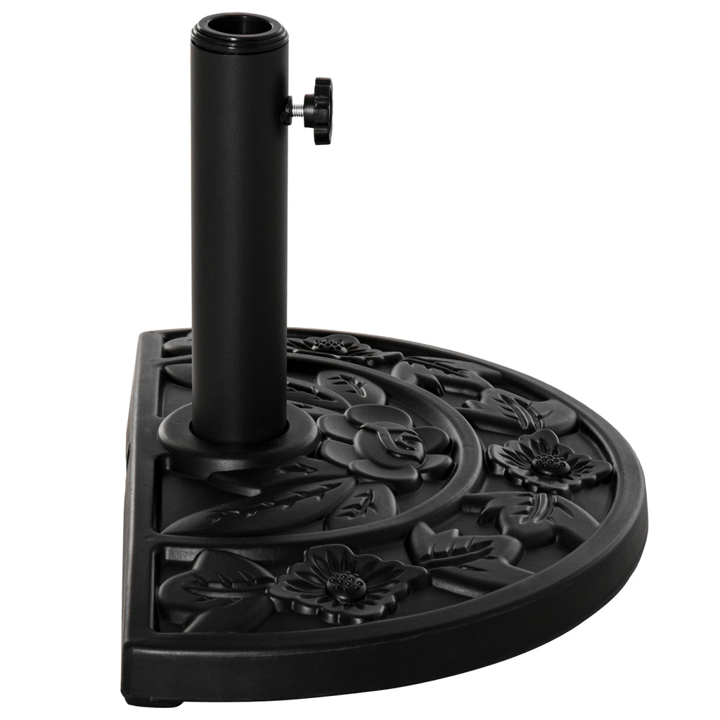 Outsunny Sonnenschirmständer, halbrund, 9 kg, Blumendesign, HDPE/Zement, für Schirmmasten Ø35/38/48 mm