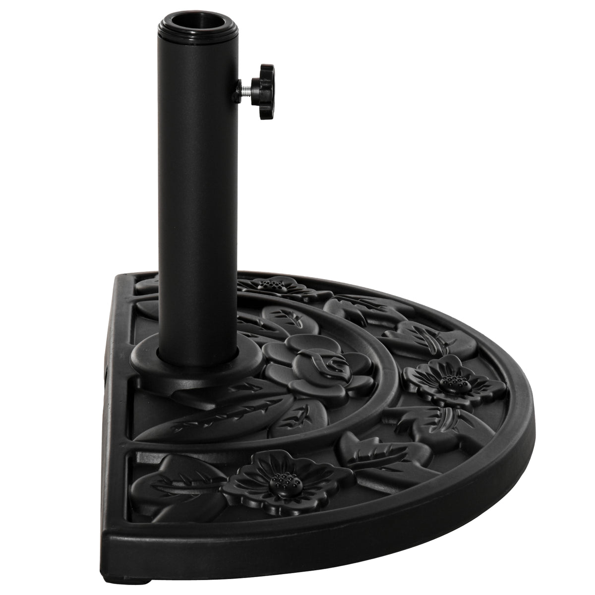 Outsunny Sonnenschirmständer, halbrund, 9 kg, Blumendesign, HDPE/Zement, für Schirmmasten Ø35/38/48 mm