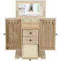 HOMCOM Schmuckbox, Schmuckschatulle, 4-stufiges Layout, integrierter Spiegel, Holz, Braun