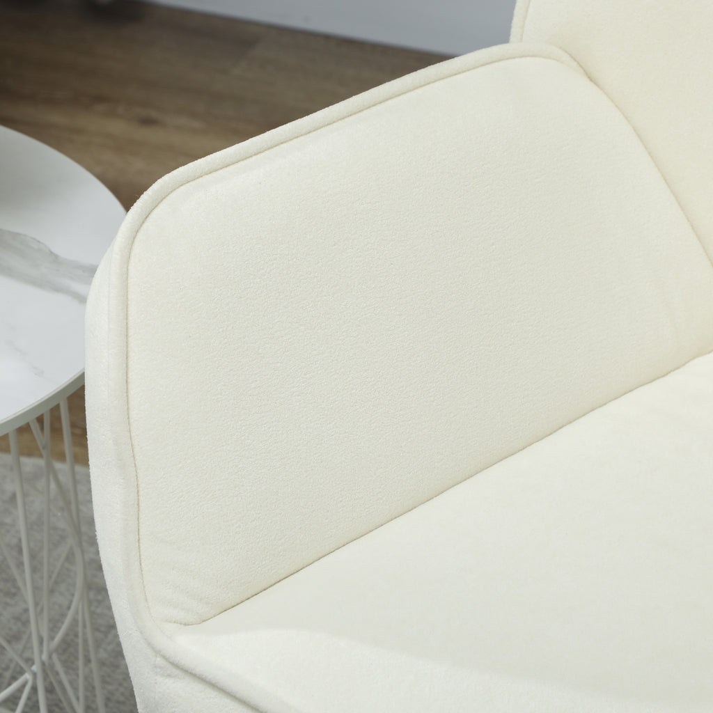 HOMCOM Loungesessel mit breitem und gepolstertem Sitz, Samtbezug und Metallbeinen, Sessel für Wohnzimmer Creme