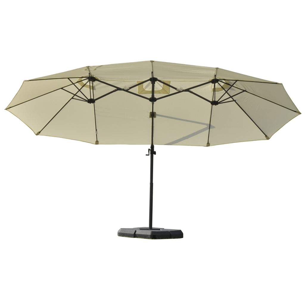 Outsunny Doppelsonnenschirm Ampelschirm Doppelschirm mit Kurbel Verstellbarer Gartenschirm Sonnenschutz Metall Cremeweiß 440 x 270 x 250 cm