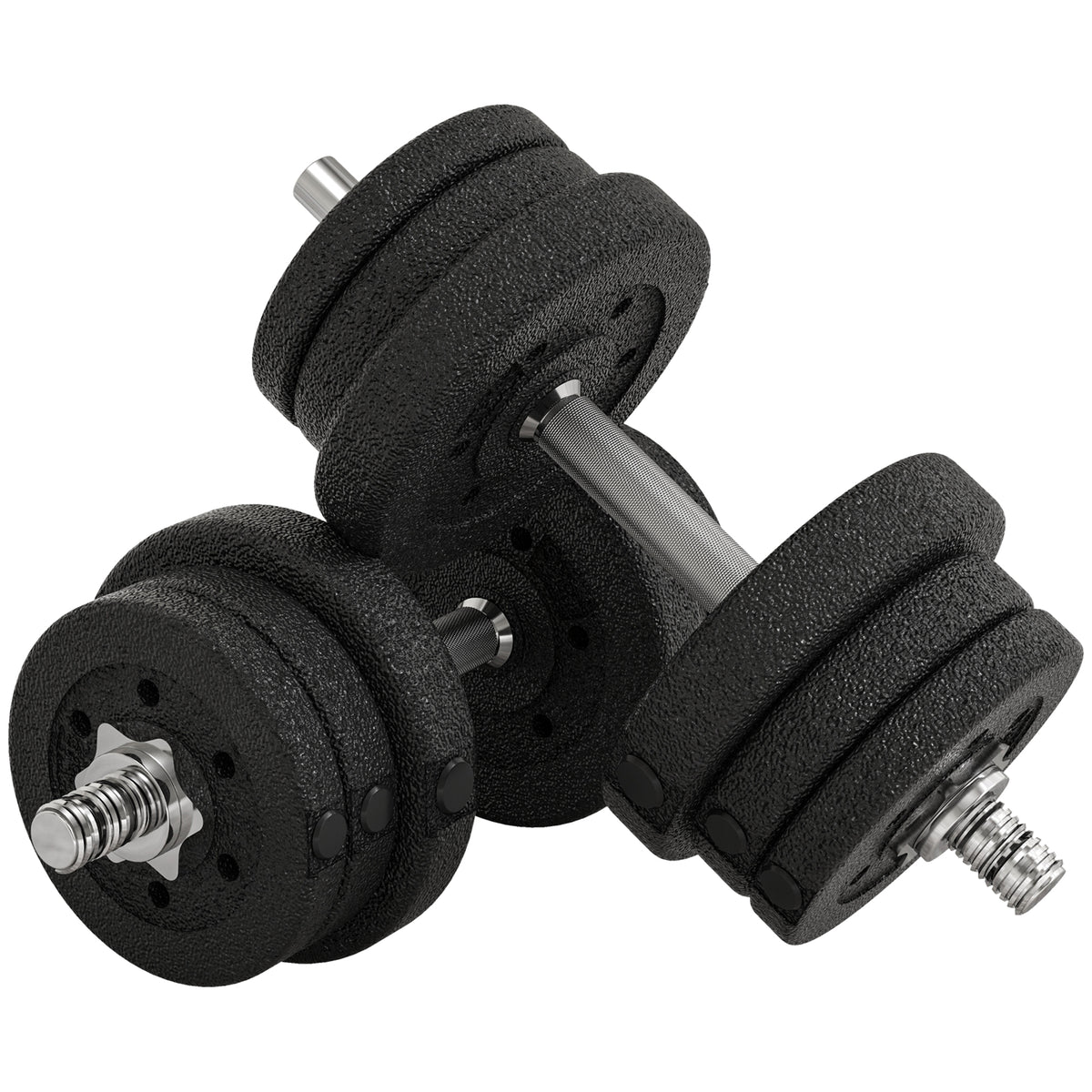 HOMCOM Kurzhantel Set 25KG Hantelset mit Hantelscheiben für Zuhause Büro Fitnessstudio Stahl Kunstleder Schwarz