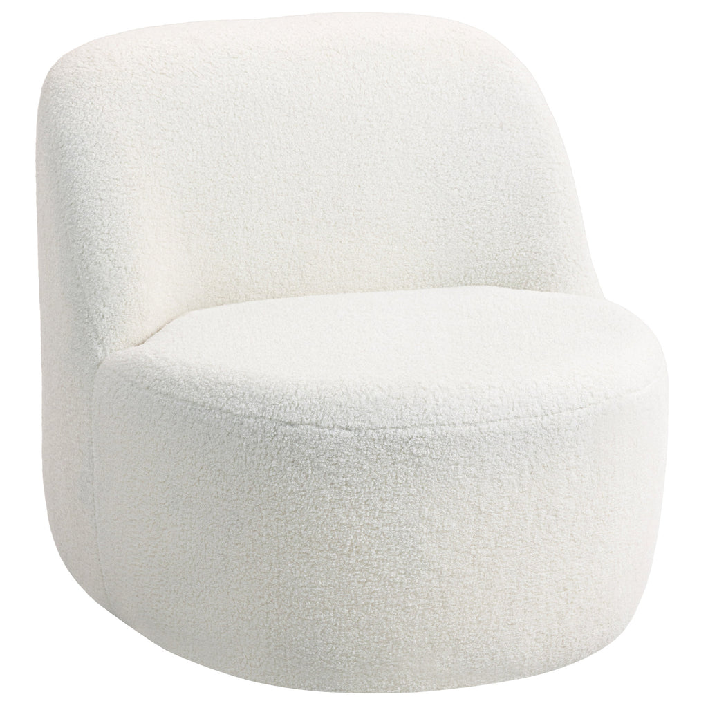 HOMCOM Wohnzimmerstuhl mit ergonomischer Rückenlehne aus Sherpa-Fleece und Schaumstoff, 73x82x71 cm, Cremeweiß