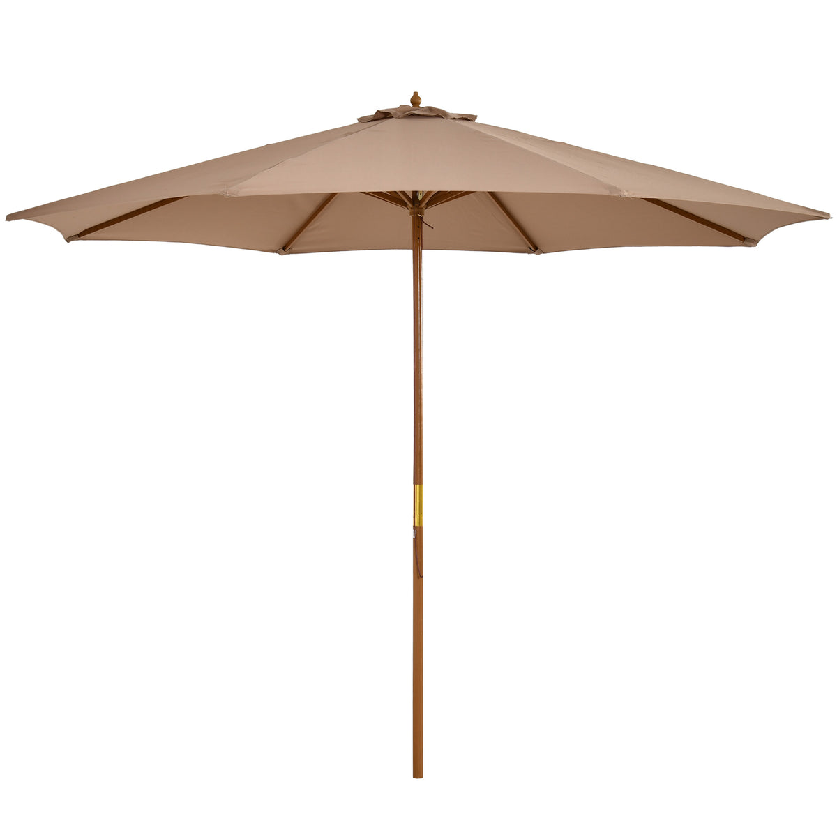 Outsunny Sonnenschirm Ø 300 cm, Sonnenschirm mit UV Schutz Balkonschirm aus Holz Strandschirm stabil Marktschirm Sonnenschutz für Strand Terrasse Garten, Khaki